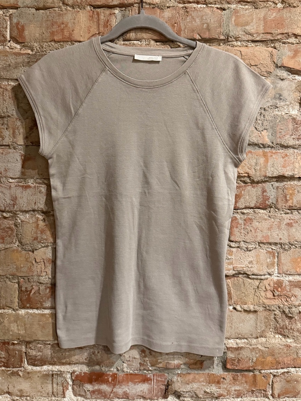 Zara Taupe Cap Sleeve Top